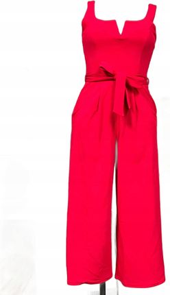 Quiz Kombinezon Bez Rękawów Lekki Wygodny z Paskiem Czerwony Rozmiar 36