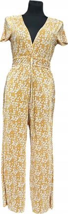 Pull&Bear Kombinezon na Krótki Rękaw Wygodny Żółty w Białe Kwiatki S