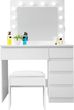TOALETKA kosmetyczna LUSTRO OŚWIETLENIE 12 LED TABORET USB
