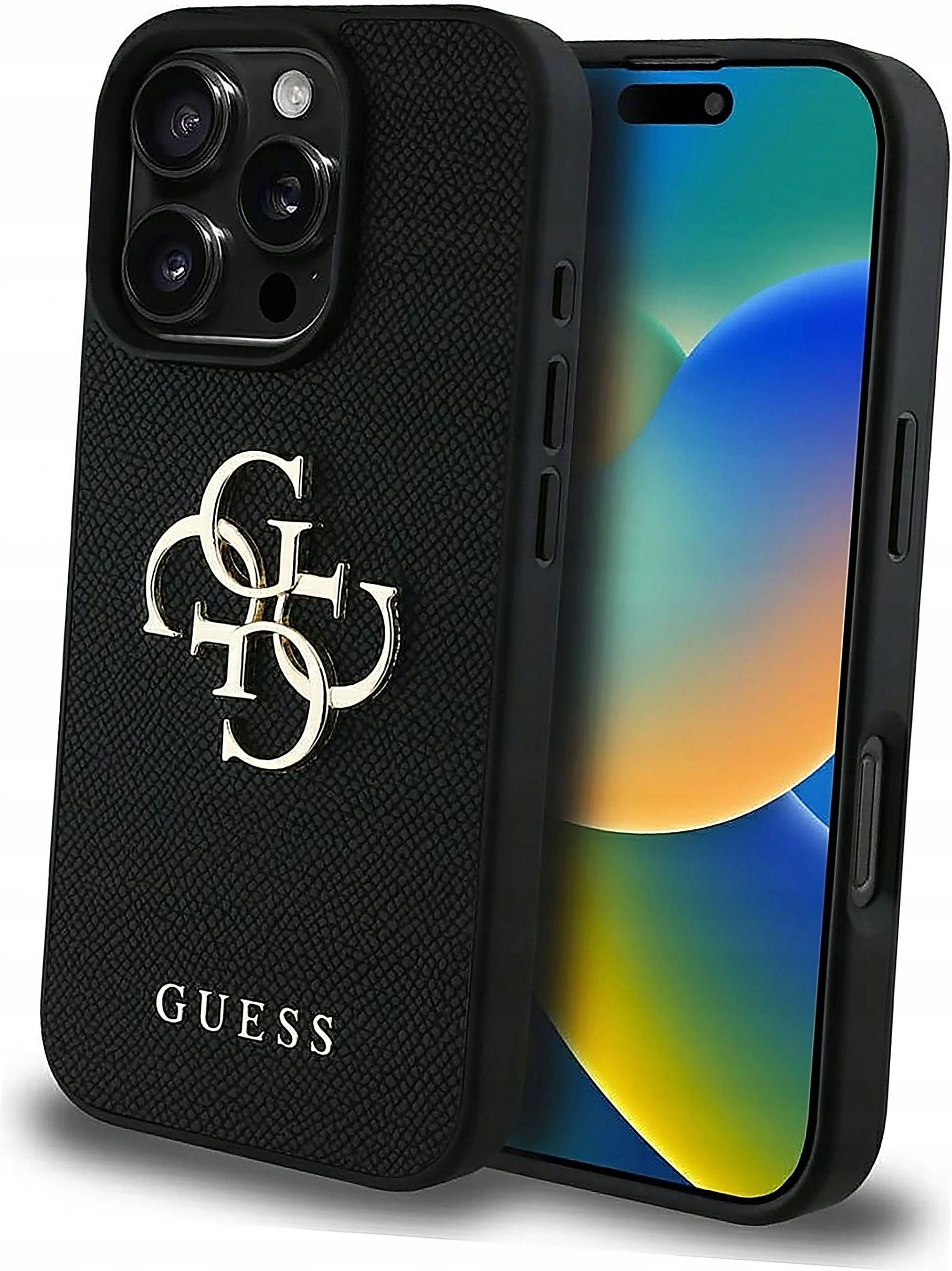 Guess Etui Grained Big 4G Logo Small Classic Do Iphone 16 Pro Czarne Guess Etui Grained Big 4G Logo Small Classic Do Iphone 16 Pro Czarne