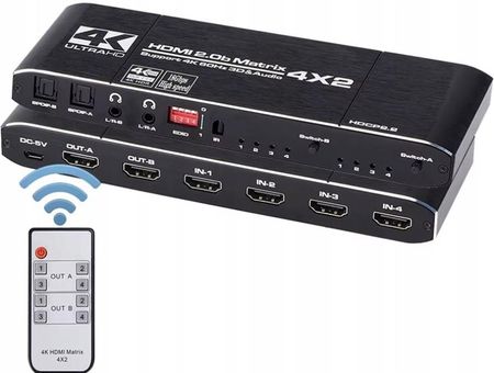 Portta Matrix 4X2 Switch Splitter Hdmi 2.0 Uhd 4K 60 Hz - Opinie i
