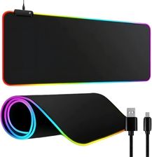Zdjęcie PODKŁADKA GAMINGOWA PODŚWIETLANA RGB XXL 90X40 POD MYSZKĘ KLAWIATURĘ USB - Łomianki