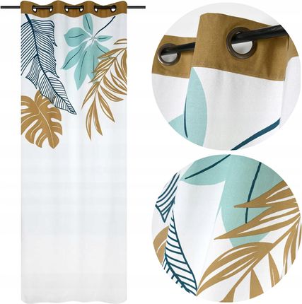 Stof Zasłona Gotowa Aloha 140X260Cm Bawełna Na Przelotkach Boho Wzór Tropikalny