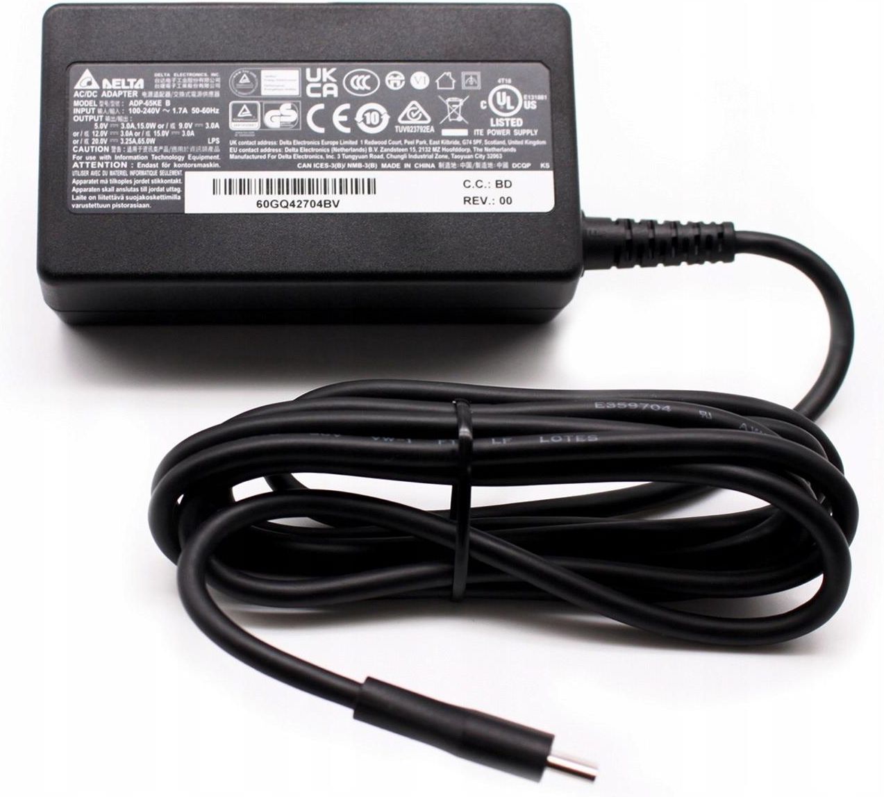 Alimentatore Originale Delta 65W USB-C Per HP ProBook 460 G11 – 20V 3.25A, Ricambio Autentico - 4