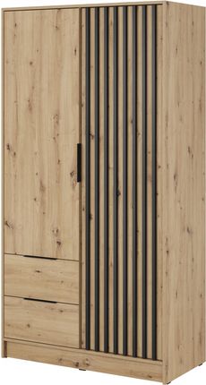 Remax Pojemna Szafa Na Ubrania Z Modnymi Lamelami Numi 200X105Cm Dąb Artisan