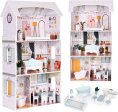 Zdjęcie Ecotoys Domek Dla Lalek Alice 3 Piętra 4 Pomieszczenia Komplet 9 Mebelków - Bochnia