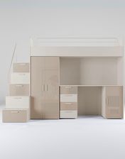 Zdjęcie Meblościanka Raj 4 kaszmir połysk - pokój dziecięcy, młodzieżowy z materacem i stelażem kaszmir + beż - Serock