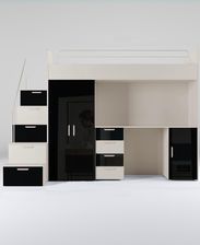 Zdjęcie Meblościanka Raj 4 kaszmir połysk - pokój dziecięcy, młodzieżowy z materacem i stelażem kaszmir + czarny - Serock