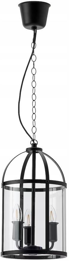 Ikea Galjon Lampa Wisząca, Czarny/Przezroczysty Szkło, 25 Cm
