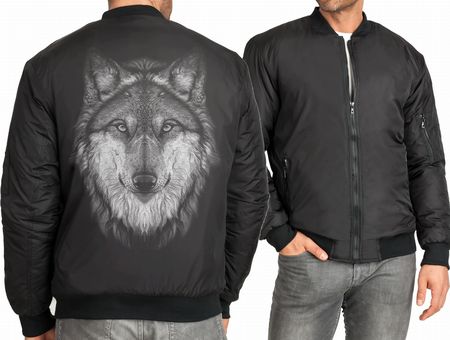 Wilk z wilkiem Męska kurtka (XL, Czarny)