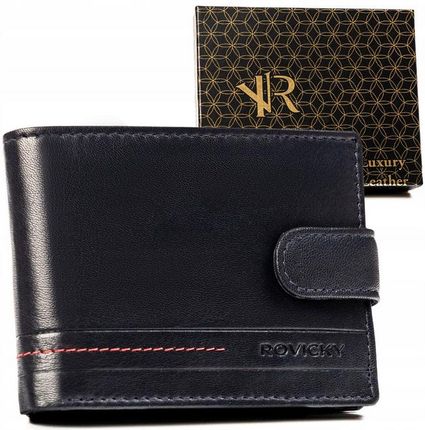 Duży, skórzany portfel męski na zatrzask - Rovicky