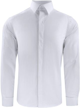 Victorio Męska Taliowana Koszula Wizytowa Na Spinki Biała