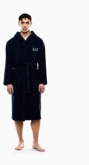 EA7 dla mężczyzn. 7M000441_AF14014 Bawełniany szlafrok frotte w kolorze granatowym (XL), Zwykły, Odzież domowa, Bawełna,