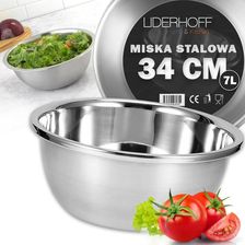 Liderhoff Miska Gastronomiczna Kuchenna Stalowa 34cm Misa Miseczka Du�a Metalowa 7l
