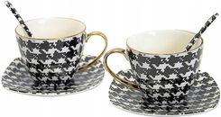 Zdjęcie Queen Isabell Zestaw Filiżanek Porcelanowych W Pepitkę Kratkę 2szt. Z Talerzykami - Szczawnica