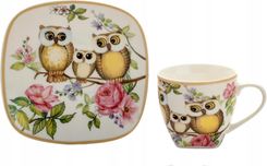 Marco Polo Sj 2 Fili�anki Do Kawy Komplet Kawowy Sowy Porcelana