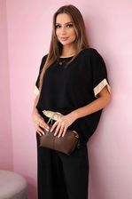 Zdjęcie Komplet z wiskozy ze złotym obszyciem czarny - Bełchatów