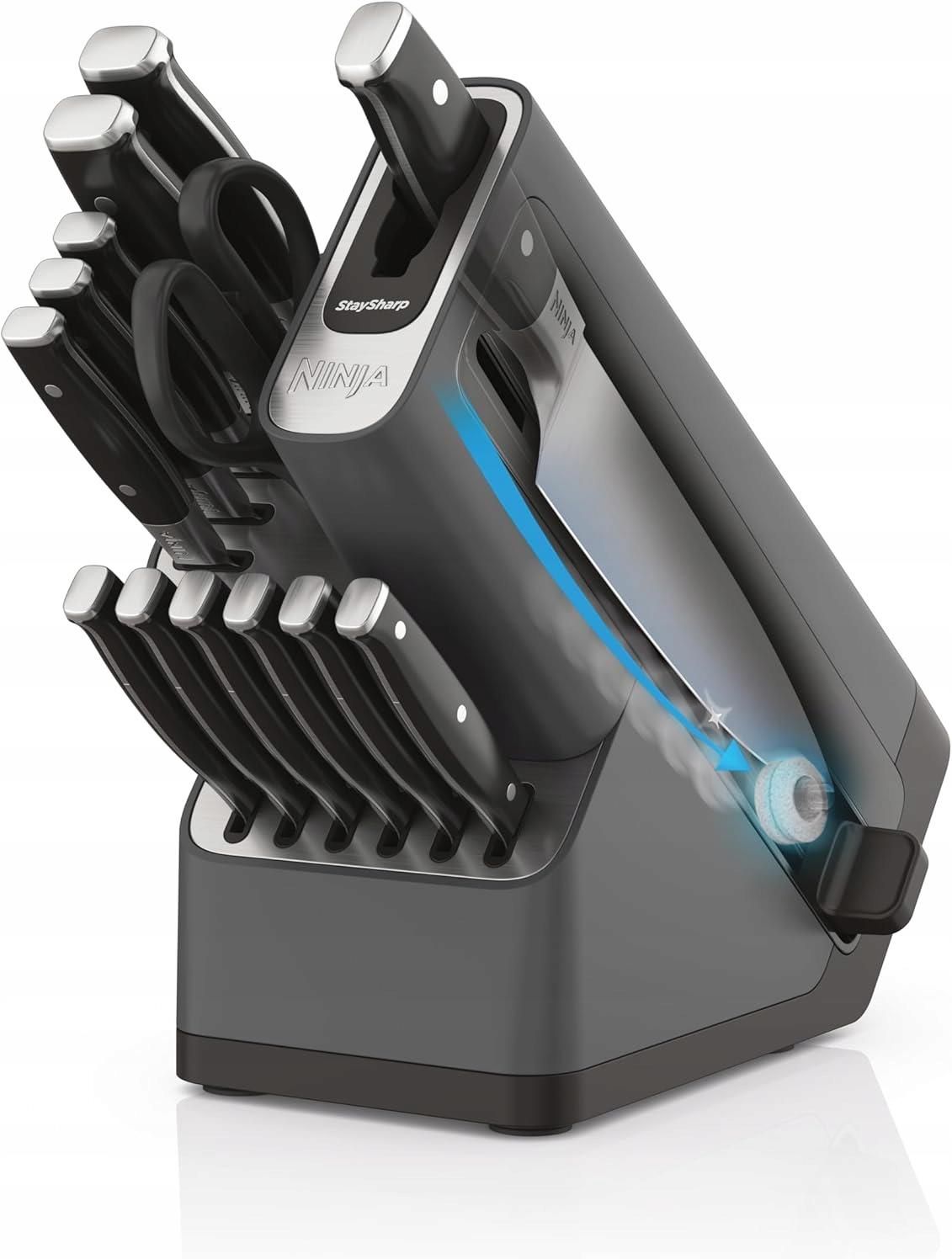 Ninja Zestaw Noży Z Wbudowaną Ostrzałką Staysharp 14szt. Czarny