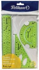 Zdjęcie Zestaw geometryczny PELIKAN kol. zielony 20cm plastik elastyczny kątomierz, ekierka, linijka [700917] - Pyskowice