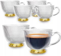 Altom Design Fili�anki Do Kawy Szklane Na Z�otej N�ce Szklanki Selena Pr��ki 430ml 6szt.