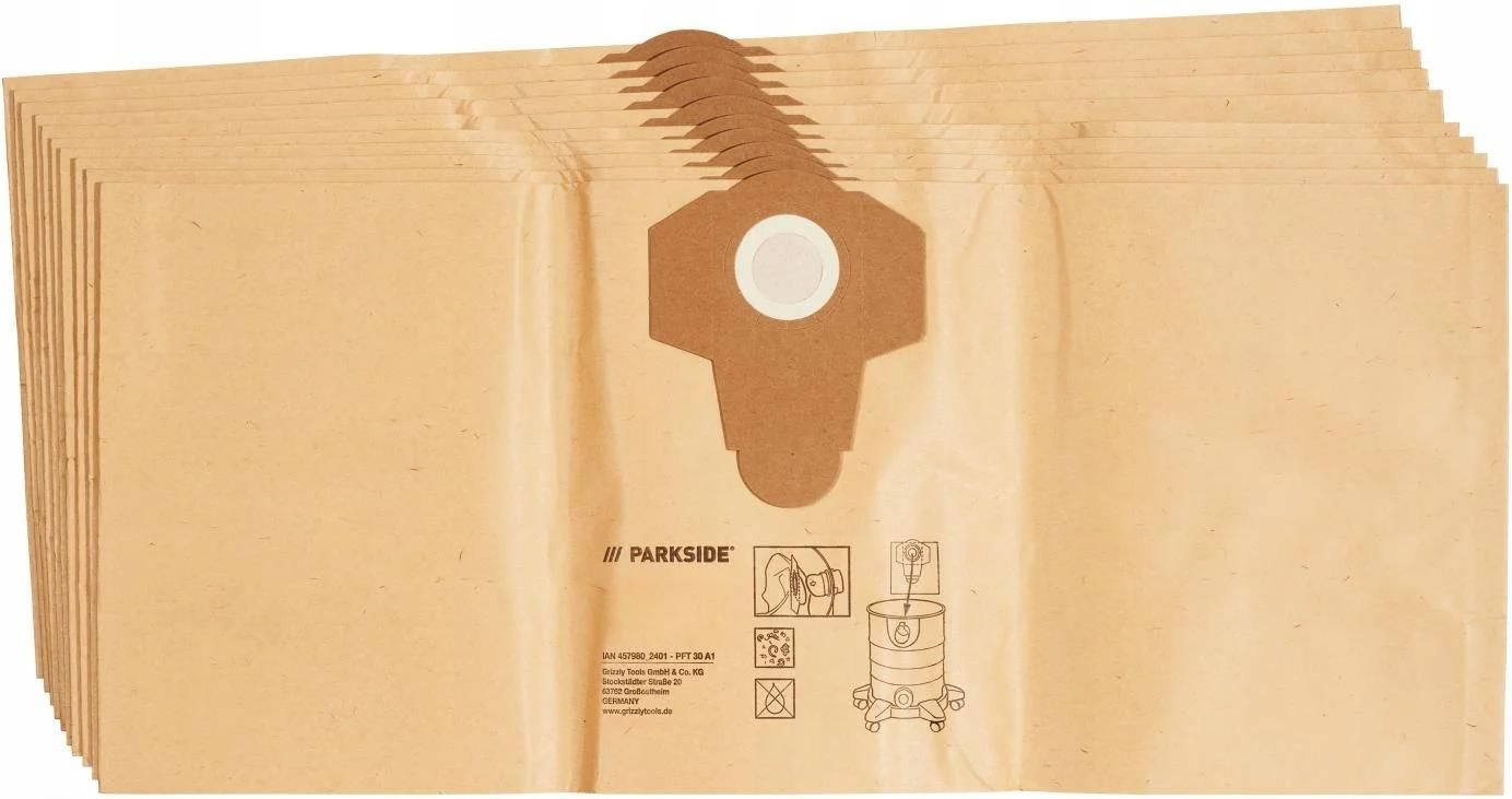MisterVac 10 Sacchetti Per Aspirapolvere Compatibili Con Parkside PNTS 1400 D1, Carta Filtrante Per Polveri Fini