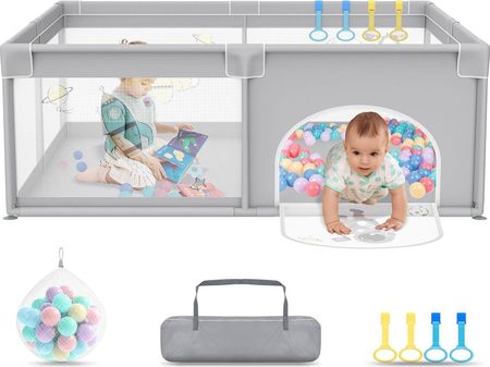 Naizy Kojec Dla Dziecka 150X180Cmkojc Z 50 Kulami Oceanicznymi I 4 Pierścieniami Do Ciągnięcia Oraz Torbą Przenoszenia Składany Namiot
