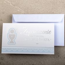 Zdjęcie Art Nuvo Zaproszenia Na Pierwszą Komunię Świętą Dla Chłopca Srebrne Litery 10szt. - Czempiń