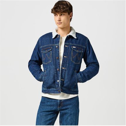 WRANGLER MĘSKA KURTKA JEANSOWA WRANGLER SHERPA JACKET DARK STONE 112356724