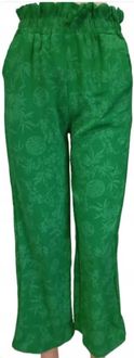 Spodnie Letnie Damskie Szeroka Nogawka Luźne Kwiaty XL/2XL ZIELONE