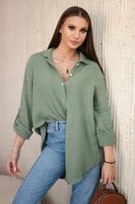 Zdjęcie Koszula bawełniana muślinowa oversize khaki - Pabianice