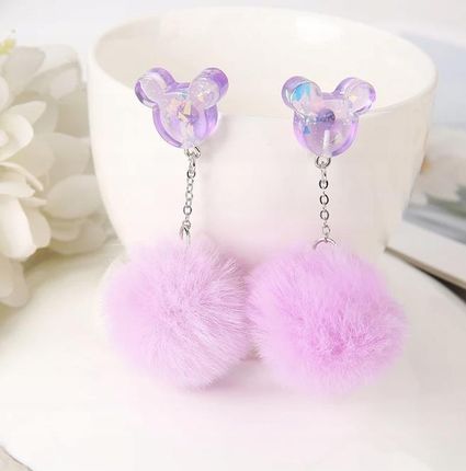 Pinkmelon Kolczyki Myszka Miki Pompony Kawaii Brokat Akryl