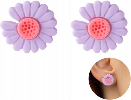 Pinkmelon Kolczyki Asterki Astry Kwiatki Kwiatuszki Lawendowe Fioletowe Sztyfty