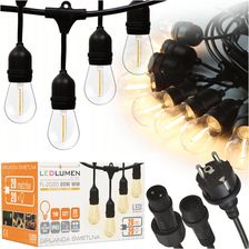 Zdjęcie Girlanda ogrodowa 20m IP65 20xE27 LED 1W biała ciepła łańcuch świetlny - Zakroczym