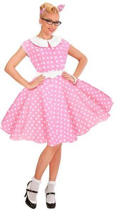 W Widmann Milano Party Fashion Kostium Rock'N'Roll Moda Lat 50 Tych Sukienka Z Halką Paskiem Opaską Na Włosy Kostiumy Fantazyjne 27312