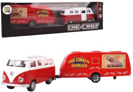 Pro Kids Samochód Van Z Przyczepą Kempingową Metal Czerwony