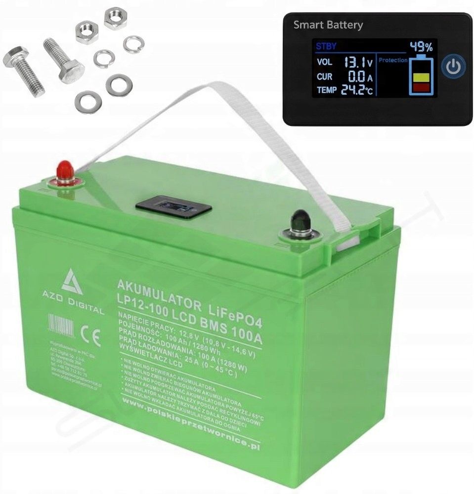 Akumulator LiFePO4 LP12-100 100Ah 12V 100A LCD