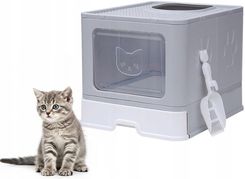 Zdjęcie Tekan Kuweta Dla Kota Zamknięta Kryta Szara Duża Z Szufladą + Łopatka Na Żwirek - Bukowno