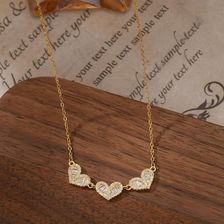 Zdjęcie Upominkarnia Naszyjnik stal szlachetna pozłacana 14k złotem SERCA cyrkonie NST2168 - Cieszanów