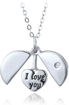 Minet Srebrny naszyjnik z otwieranym zawieszką i serduszkiem z napisem „I love you”