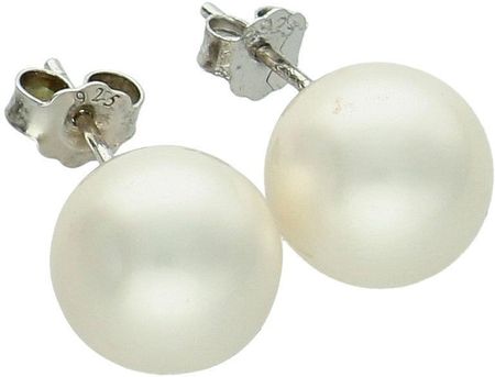 Diament Srebrne kolczyki z perłopławów 10 mm białe perły zapięcie sztyft srebro 925