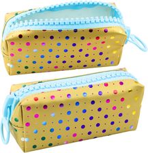Zdjęcie Lean Piórnik Szkolny Organizer W Kolorowe Kropki Duży Suwak Złoty 21X8Cm - Miechów