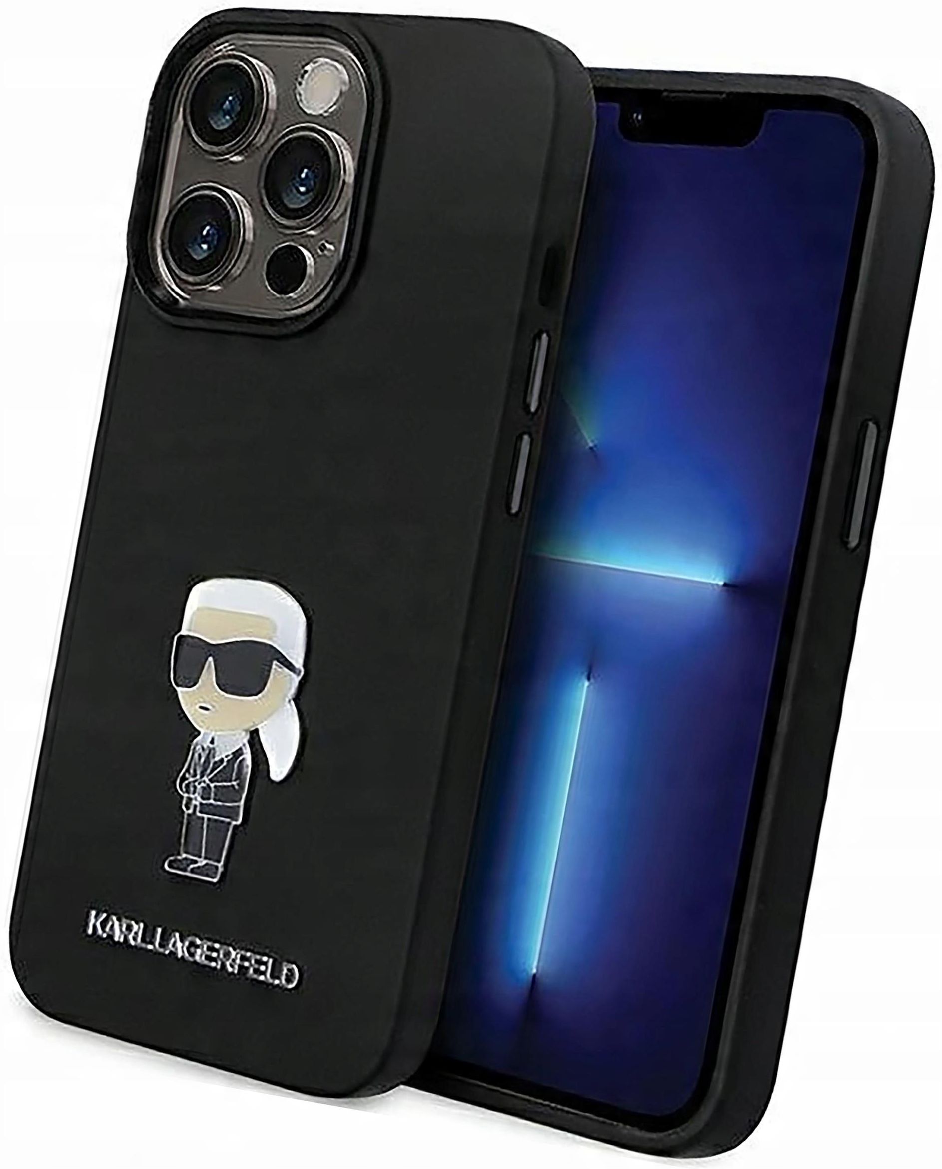 Étui IPhone 13 Pro Karl Lagerfeld Ikonik - Coque Arrière Pin With Strap, Noir, Design Luxe