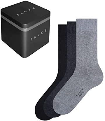 Falke Mężczyźni Skarpety Happy Box Uni Multipack M So Bawełna jednokolorowe 3 Pak, Wielokolorowy Black Grey Mix 0010, 39-42 [esnt]