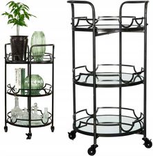 Skandi Barek Na K�kach Du�y 90cm Stolik 3 P�ki Metalowy Loft Lustro Czarny (60033)