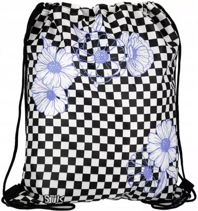 Starpak Worek Szkolny Na Buty Obuwie Dla Dziewczynki Szachownica Kwiaty Fioletowe