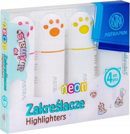 Astra Zakreślacze Z Łapkami Astrapen Animals Neon 4 Kolory