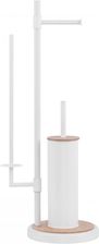 Zdjęcie Stojak na papier toaletowy i szczotkę WC 3w1 biały z bambusem - Yoka - Legionowo
