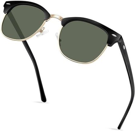 KANASTAL Kklasyczny Nit Półramka Oko Spolaryzowane Czarna Ramka G15 Okulary Przeciwsłoneczne Męskie Damskie, Metal UV400 Okulary Słoneczne Do Jazdy Wę