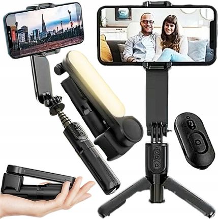 STABILIZATOR OBRAZU GIMBAL NA TELEFON Z LAMPKĄ LED | SELFIE KIJEK SKŁADANY