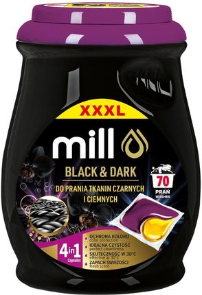 Mill XXXL Kapsułki Prania Czarnych Ciemnych Tkanin Ochrona Koloru 70 Prań